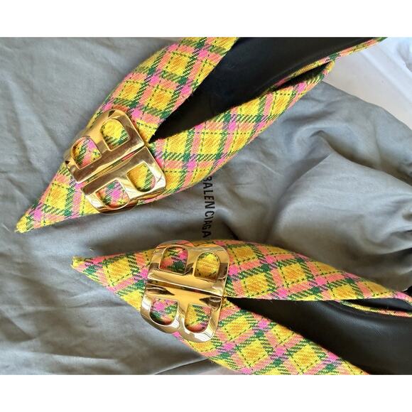 Balenciaga Shoes - Balenciaga BB Logo Tweed Mules EU 41 US 10.5 Pointed Toe Heels Italy